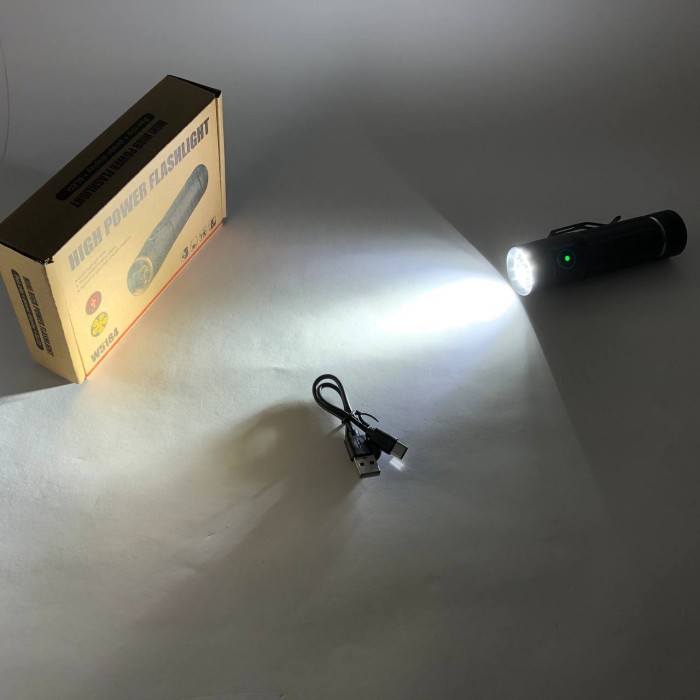 Потужний ручний ліхтар повербанк W5184-6XHP360, Потужний ліхтарик для дому із зарядкою KP-31