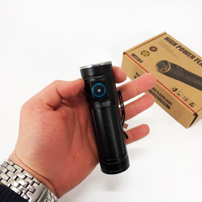 Потужний ручний ліхтар повербанк W5184-6XHP360, Потужний ліхтарик для дому із зарядкою KP-31