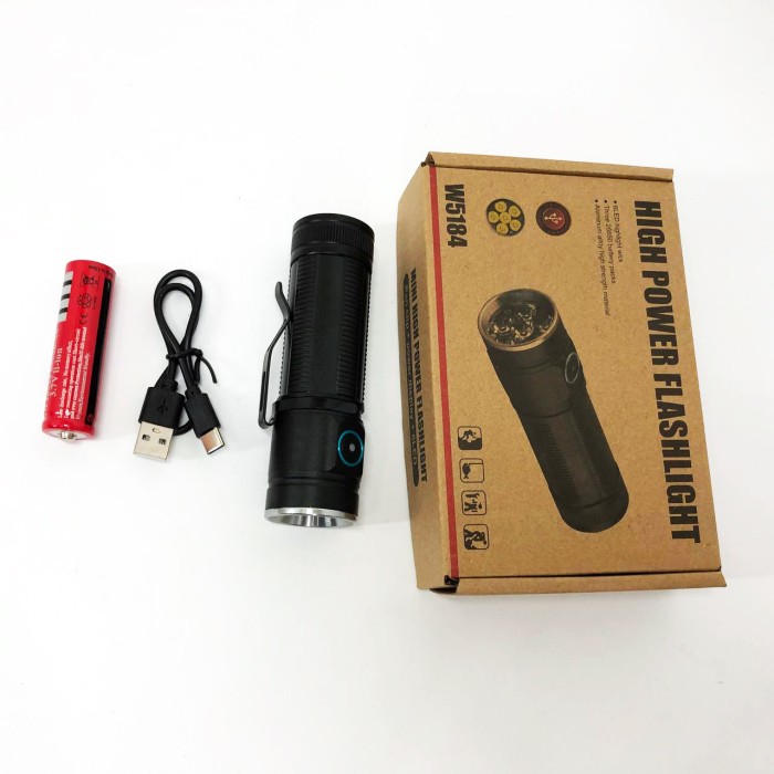 Потужний ручний ліхтар повербанк W5184-6XHP360, Потужний ліхтарик для дому із зарядкою KP-31
