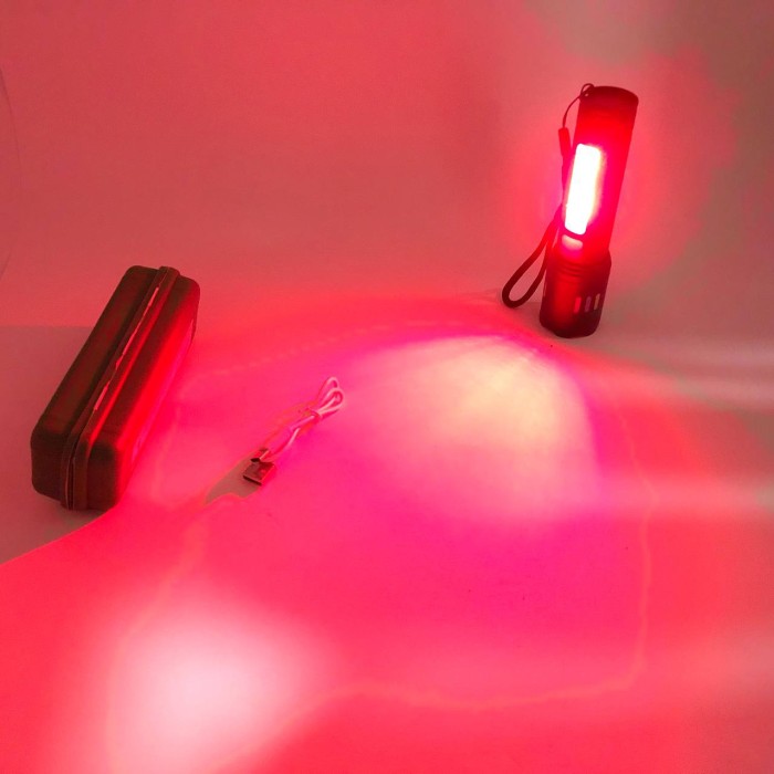 Кишеньковий міні ліхтар GT-505-TG+COB(white+red), Яскравий світлодіодний потужний ліхтар WB-71