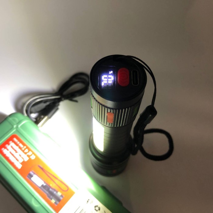 Потужний світлодіодний ліхтар 623-TG+COB, Пило-вологозахищений ліхтарик, Тактичний ліхтар з діодом FU-15