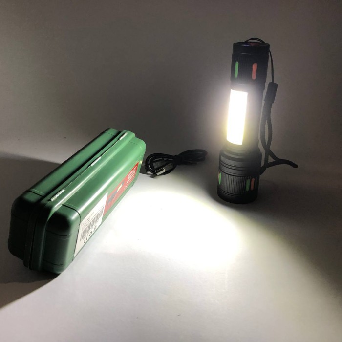 Потужний світлодіодний ліхтар 623-TG+COB, Пило-вологозахищений ліхтарик, Тактичний ліхтар з діодом FU-15