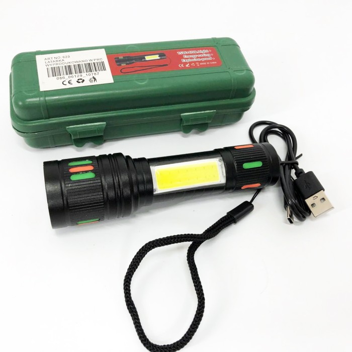 Потужний світлодіодний ліхтар 623-TG+COB, Пило-вологозахищений ліхтарик, Тактичний ліхтар з діодом FU-15
