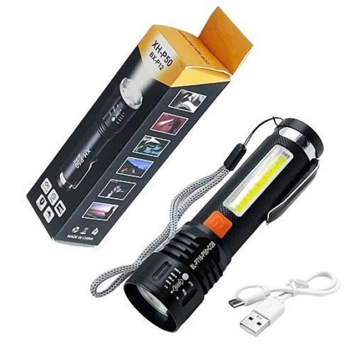 Дуже яскравий ліхтар Bailong BL-P716-P50+COB, Акумуляторний ліхтар для домашнього використання JU-17