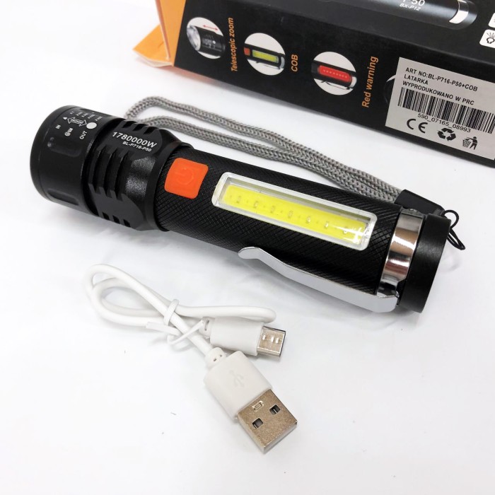 Дуже яскравий ліхтар Bailong BL-P716-P50+COB, Акумуляторний ліхтар для домашнього використання JU-17