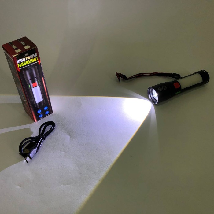 Ліхтар з регулюванням променя 611-TG+COB(white+red), Алюмінієвий ліхтар 18650 Тактичний ручний IE-64