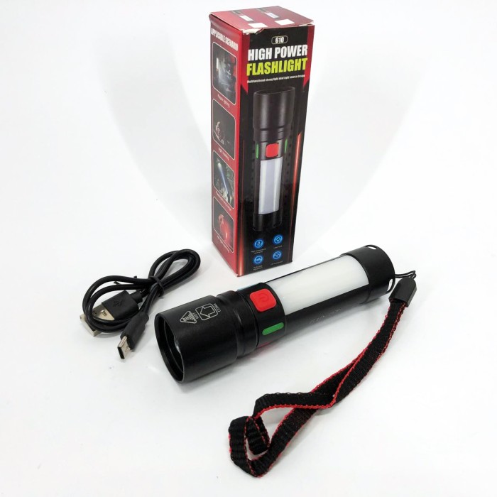 Ліхтар з регулюванням променя 611-TG+COB(white+red), Алюмінієвий ліхтар 18650 Тактичний ручний IE-64