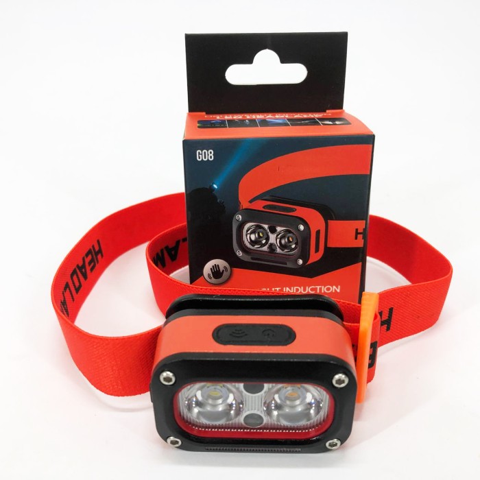 Ліхтар для рятувальників на голову G08-2XPG(white+yellow)+LED(red), Ліхтар з фіксацією на голові EA-69