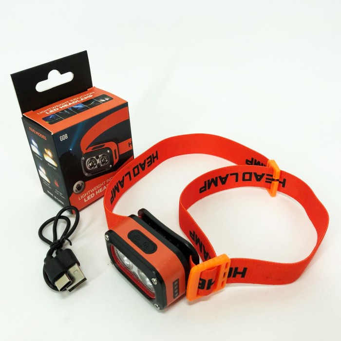 Налобна лампа G08-2XPG(white+yellow)+LED(red), Налобник туристичний, Ліхтарик світлодіодний HZ-608 для туриста