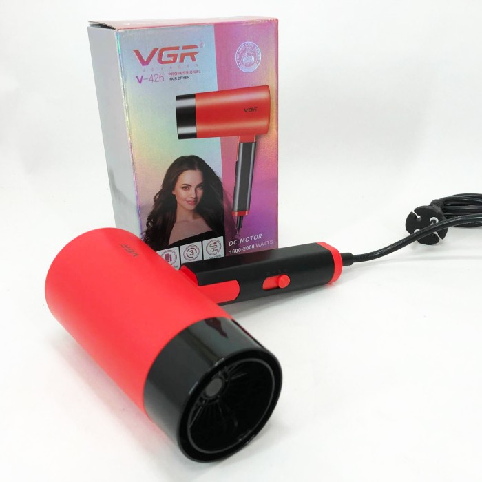 Фен із складною ручкою для волосся VGR V-426 2000Вт, Стильний фен для укладання волосся Red