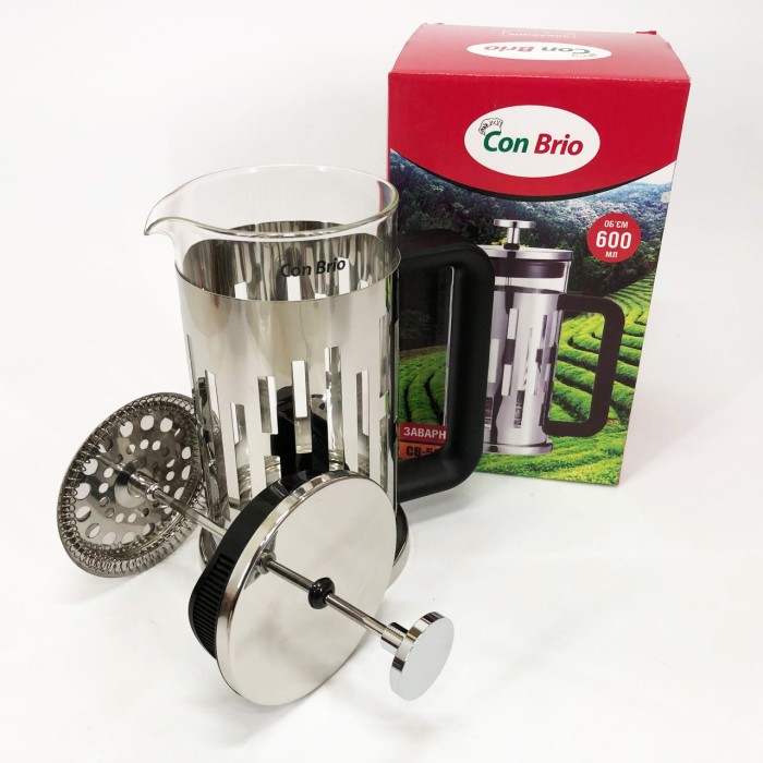 Френч-прес для заварювання кави Brio, Заварний чайник скляний з ручкою, Френч-прес для заварювання кави DS-45