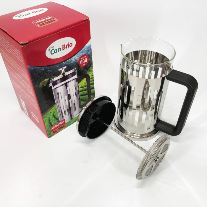 Френч-прес для заварювання кави Brio, Заварний чайник скляний з ручкою, Френч-прес для заварювання кави DS-45