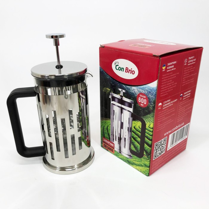 Френч-прес для заварювання кави Brio, Заварний чайник скляний з ручкою, Френч-прес для заварювання кави DS-45