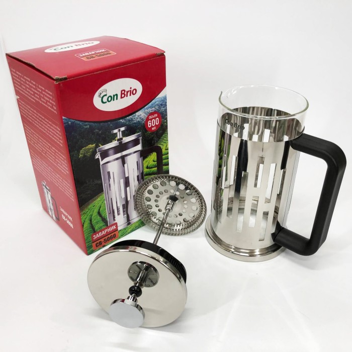 Френч-прес для заварювання кави Brio, Заварний чайник скляний з ручкою, Френч-прес для заварювання кави DS-45