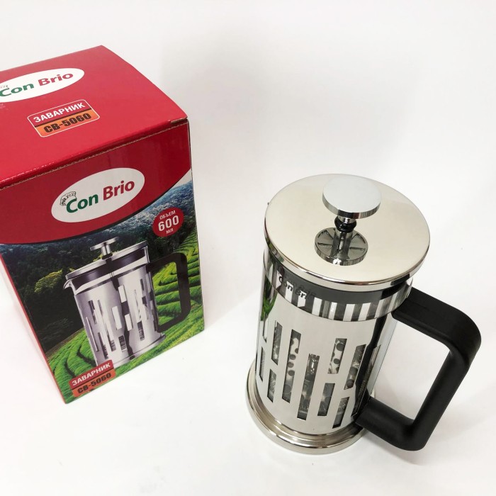 Заварник френч-прес Brio CB-5060 600 мл, Заварник прозорий, Елегантний прес для чаю UJ-16