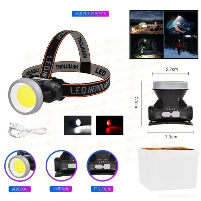 Ліхтар на голову з розсіяним світлом YM-308/208-COB(white+red), Потужний ліхтар на голову SY-65