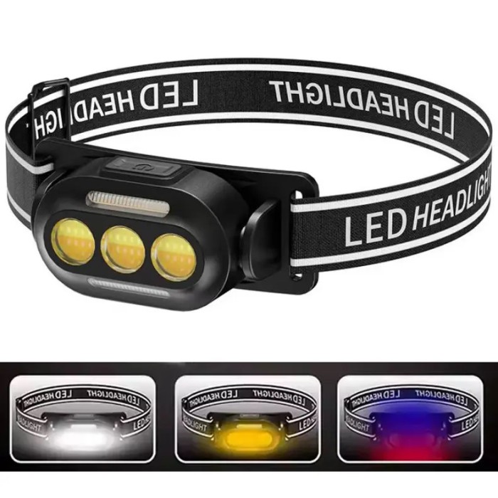 Ліхтарик акумуляторний наголовний YD02-COB (White+red+blue), Ліхтарик налобник, Налобний ліхтар bailong VU-79