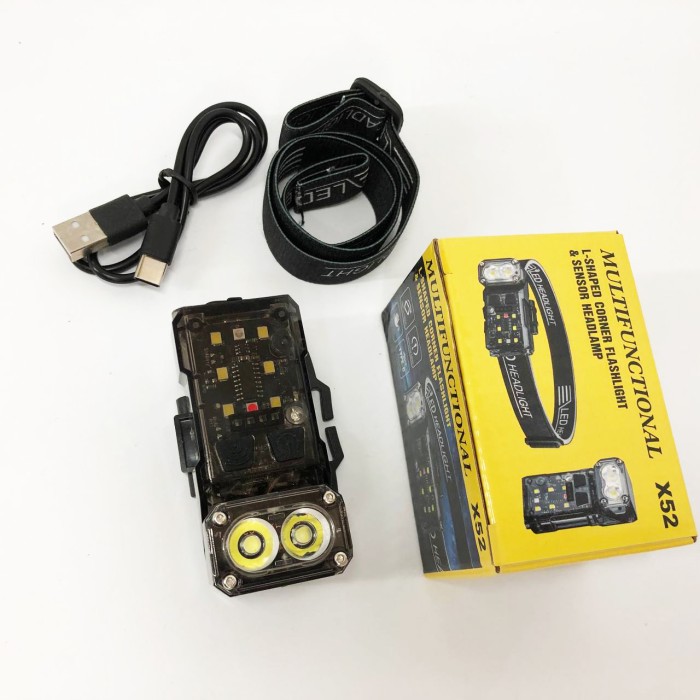 Головний ліхтарик X52, 2LED+6SMD RGB, Ліхтарик на голову із зарядкою, Налобний ліхтар LH-492 для автолюбителів