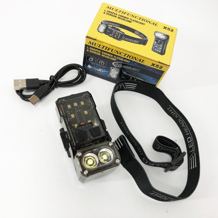Головний ліхтарик X52, 2LED+6SMD RGB, Ліхтарик на голову із зарядкою, Налобний ліхтар LH-492 для автолюбителів