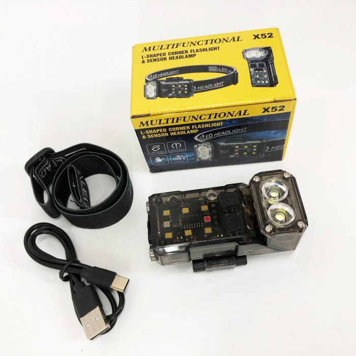 Ліхтар налобний X52, 2LED+6SMD RGB, Ліхтар на голову для бігу, Ліхтар на голову для риболовлі