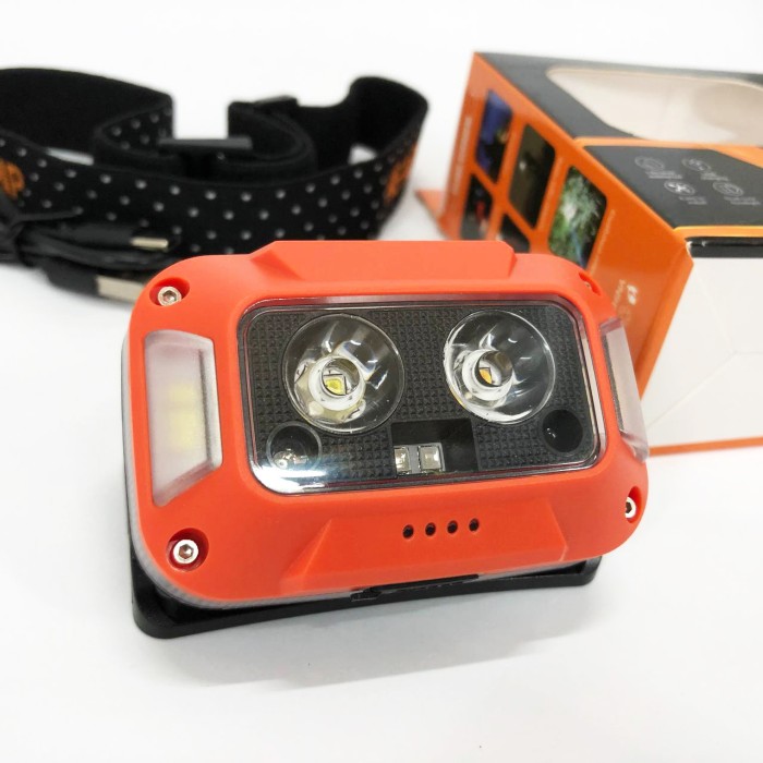 Ліхтар на голову з розсіяним світлом WH-0218-XPG(white+yellow)+SMD(red), Налобний ліхтар з акумулятором YR-22