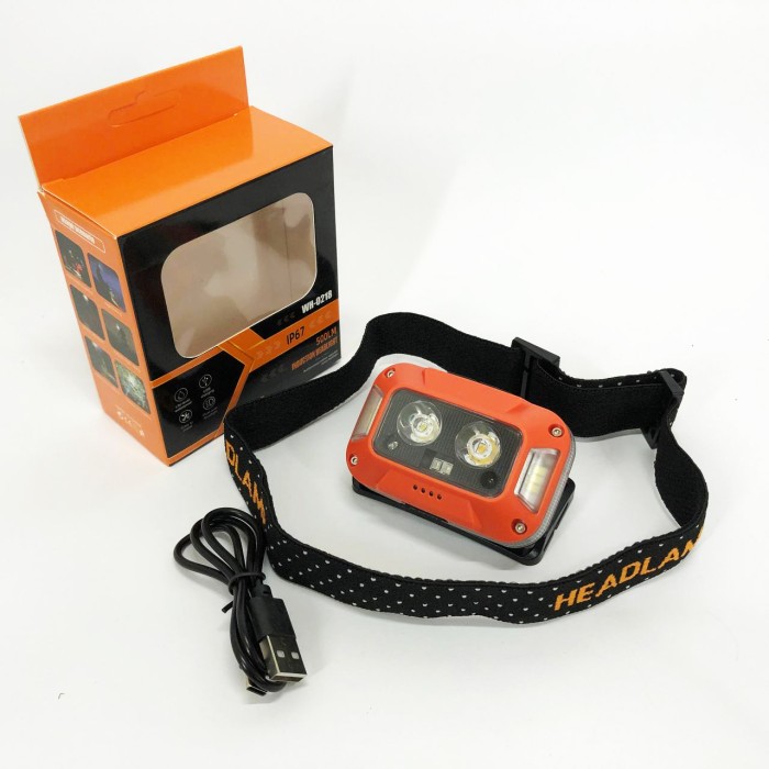 Ліхтар на голову з розсіяним світлом WH-0218-XPG(white+yellow)+SMD(red), Налобний ліхтар з акумулятором YR-22