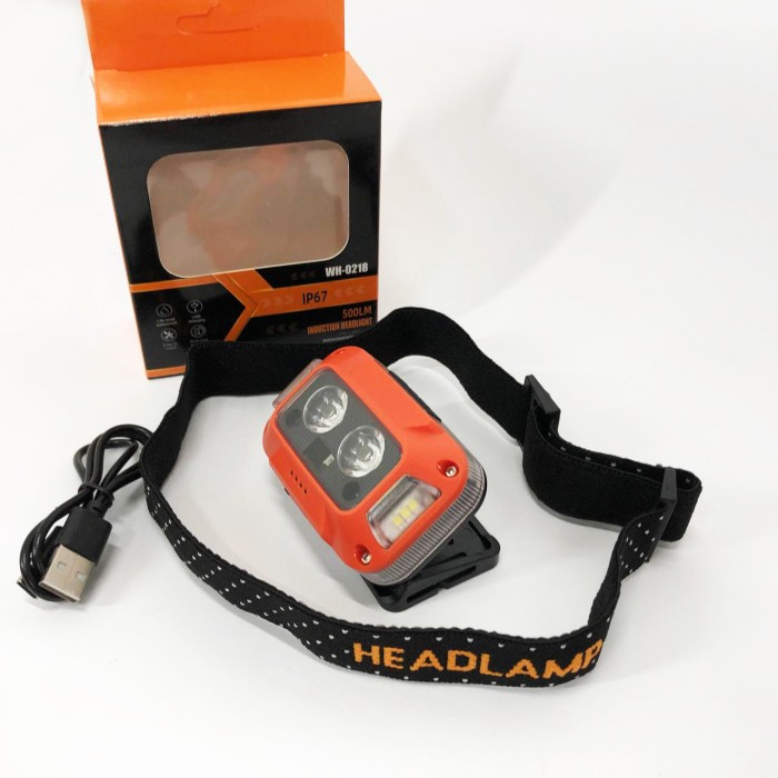 Ліхтар на голову з вбудованим акумулятором WH-0218-XPG(white+yellow)+SMD(red), Налобний прожектор JC-79