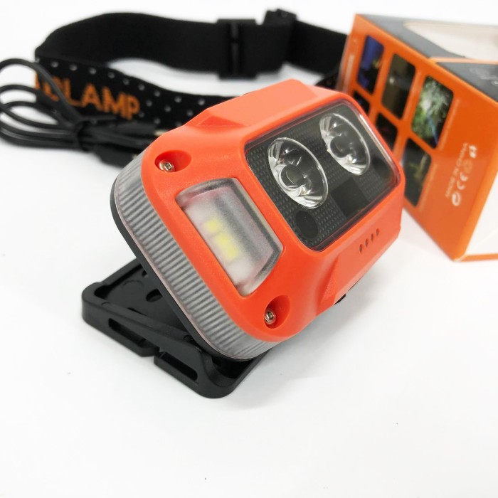 Ліхтар на голову з вбудованим акумулятором WH-0218-XPG(white+yellow)+SMD(red), Налобний прожектор JC-79