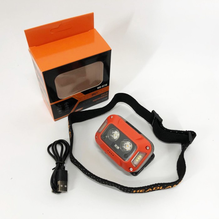 Ліхтар на голову з вбудованим акумулятором WH-0218-XPG(white+yellow)+SMD(red), Налобний прожектор JC-79