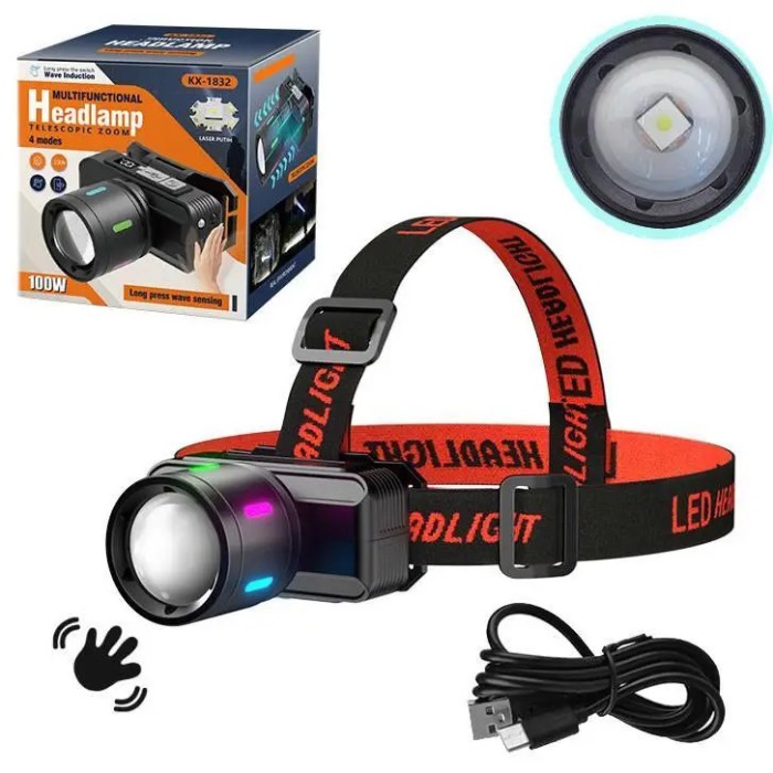 Світлодіодний ліхтар з кріпленням на голову KX-1832-TG, Ліхтарик акумуляторний наголовний WV-54