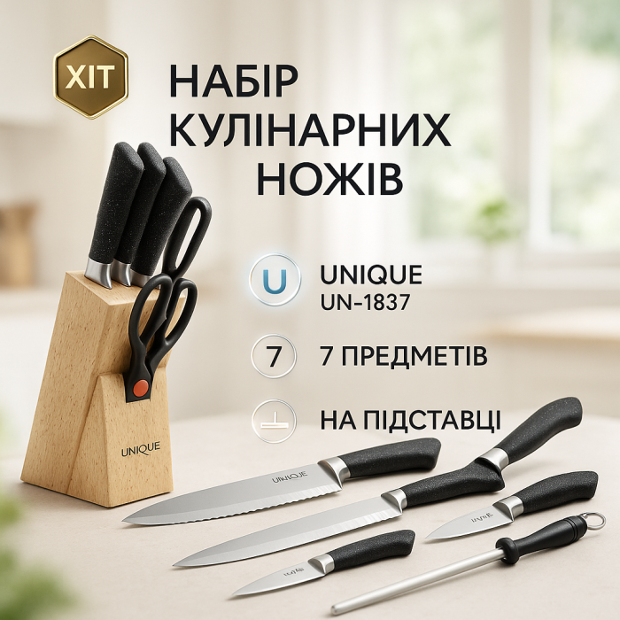Кухонний ніж зі сталі нержавіючої UNIQUE, Кухонні ножі з хорошої сталі, Ножі для кухонних потреб HA-23