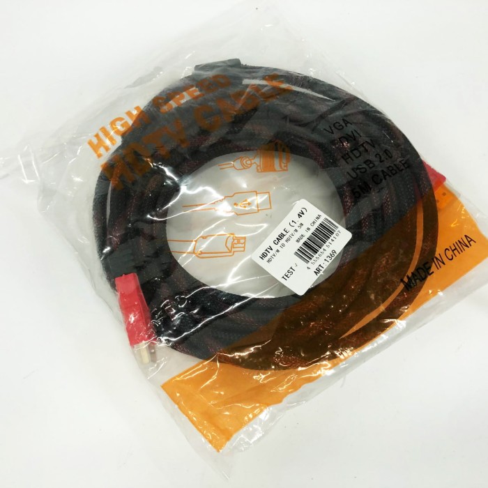 Кабель посилений 5м перехідник адаптер HDMI-HDMI тато-тато аудіо відео шнур в обмотці DB-35