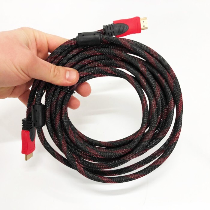 Кабель посилений 5м перехідник адаптер HDMI-HDMI тато-тато аудіо відео шнур в обмотці DB-35