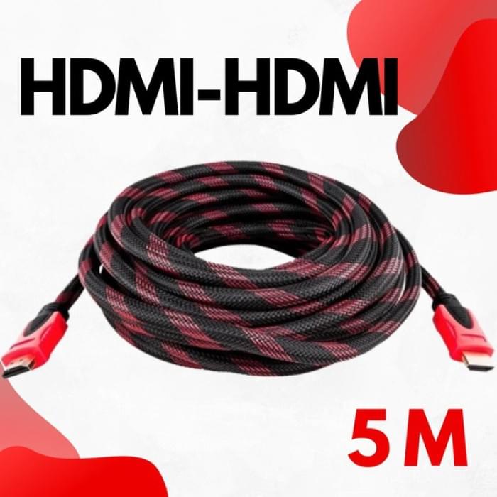 Кабель посилений 5м перехідник адаптер HDMI-HDMI тато-тато аудіо відео шнур SX-484 в обмотці