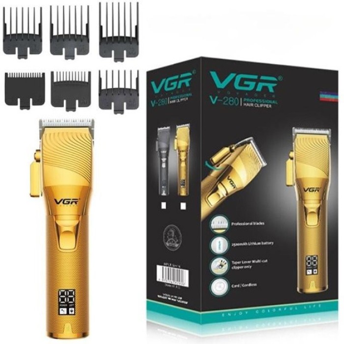 Електрична машинка для стрижки потужна VGR V-280, Машинка для стрижки з безліччю насадок QX-10
