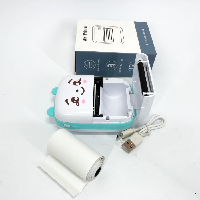 Портативний мініпринтер Mini printer з Bluetooth для термодруку без чорнила зі смартфона. Колір: блакитний ZU-92