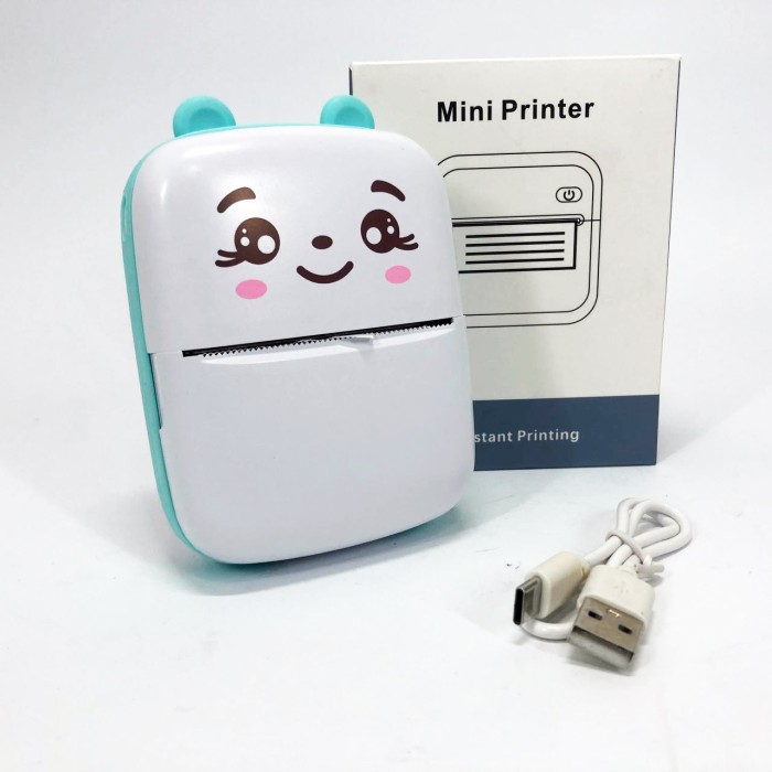 Портативний мініпринтер Mini printer з Bluetooth для термодруку без чорнила зі смартфона. Колір: блакитний ZU-92