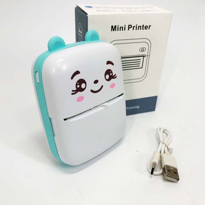 Портативний мініпринтер Mini printer з Bluetooth для термодруку без чорнила зі смартфона. Колір: блакитний ZU-92
