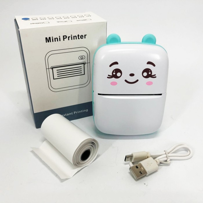 Портативний мініпринтер Mini printer з Bluetooth для термодруку без чорнила зі смартфона. Колір: блакитний ZU-92