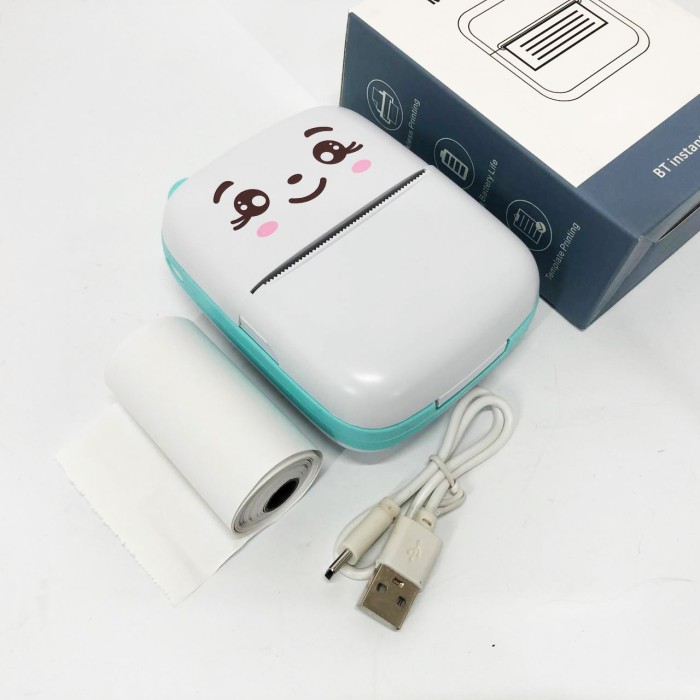 Портативний мініпринтер Mini printer з Bluetooth для термодруку без чорнила зі смартфона. Колір: блакитний ZU-92