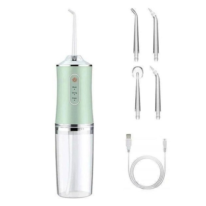 Іригатор для чищення зубів та порожнини рота Oral Irrigator з акумулятором та змінними насадками Green