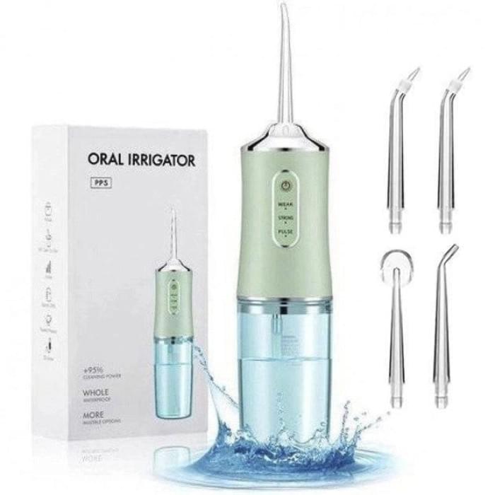 Іригатор для чищення зубів та порожнини рота Oral Irrigator з акумулятором та змінними насадками. PB-547 Колір: зелений