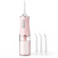 Іригатор для чищення зубів та порожнини рота Oral Irrigator з акумулятором та змінними насадками. Колір: рожевий YR-17