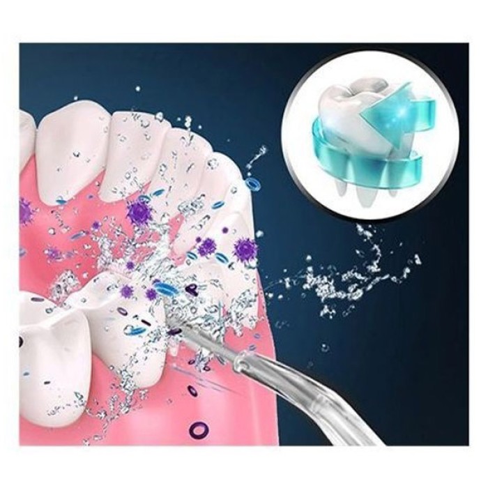 Іригатор для чищення зубів та порожнини рота Oral Irrigator з акумулятором та змінними насадками. Колір: білий SQ-66