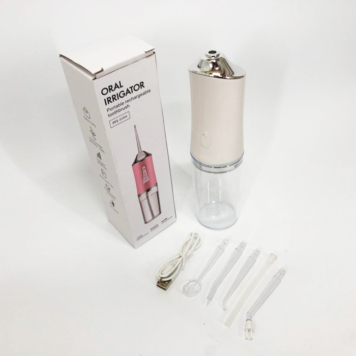 Іригатор для чищення зубів та порожнини рота Oral Irrigator з акумулятором та змінними насадками. Колір: білий XJ-99