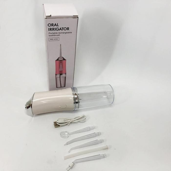 Іригатор для чищення зубів та порожнини рота Oral Irrigator з акумулятором та змінними насадками. AS-727 Колір: білий