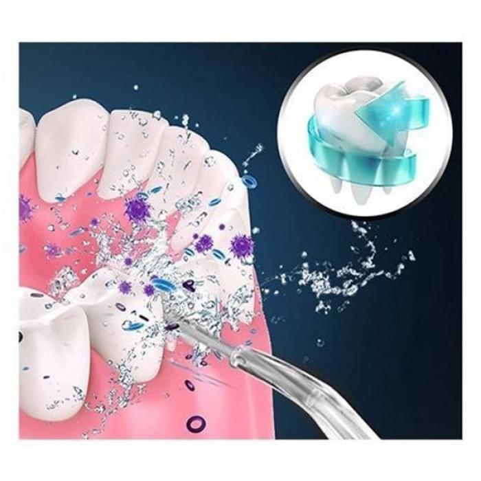 Іригатор для чищення зубів та порожнини рота Oral Irrigator з акумулятором та змінними насадками. AS-727 Колір: білий
