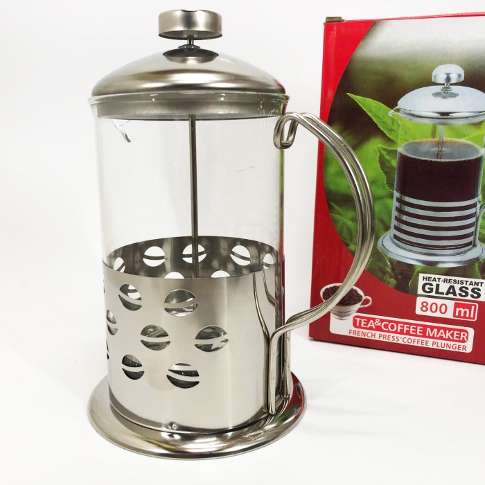 Френч-прес для кафе Unique UN-1153 0.8 л, Оригінальний заварник для чаю, Заварний скляний чайник IU-95