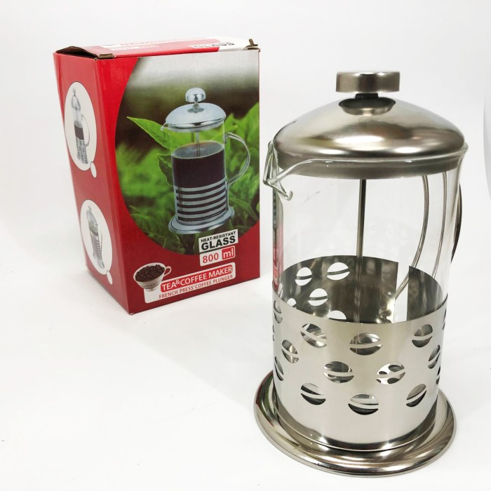 Френч-прес для кафе Unique UN-1153 0.8 л, Оригінальний заварник для чаю, Заварний скляний чайник IU-95