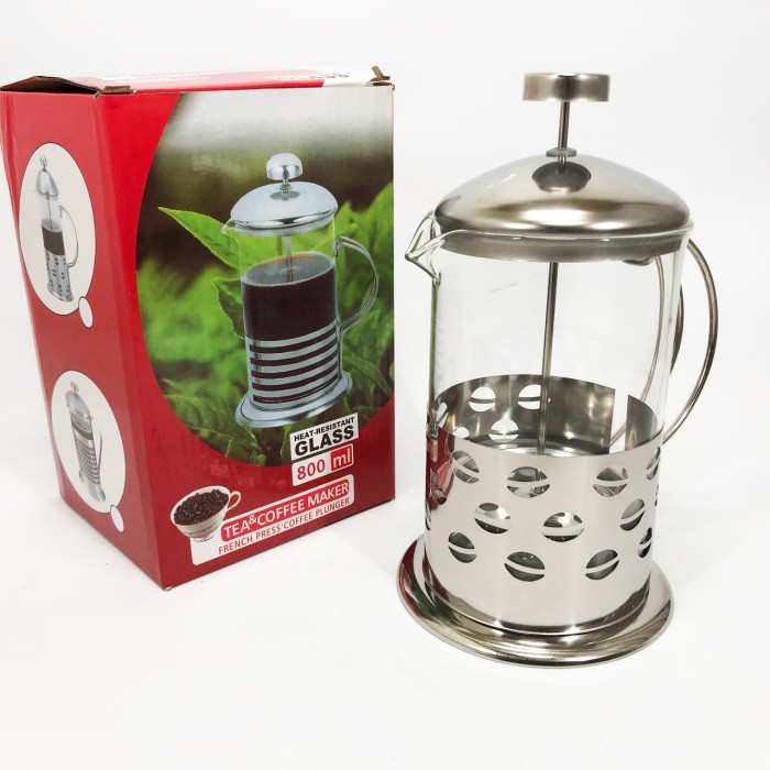 Френч-прес для кафе Unique UN-1153 0.8 л, Оригінальний заварник для чаю, Заварний скляний чайник IU-95